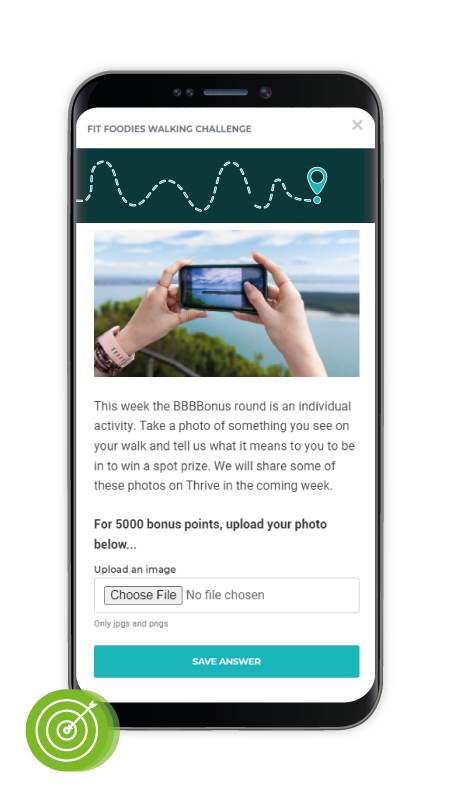 Fit Foodies daily step tracking on a phone